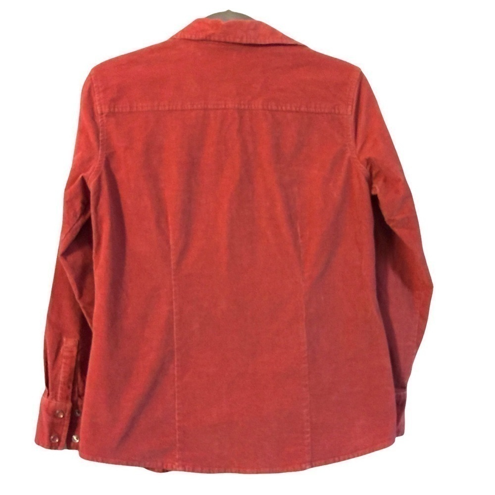 Corduroy fine gauge pearl snap western maternity shirt long sleeve red sz small. - Picture 3 of 7